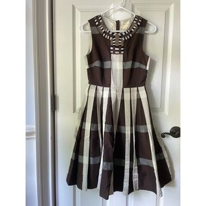 Anthropologie Maeve Brown Plaid Cocktail Dress